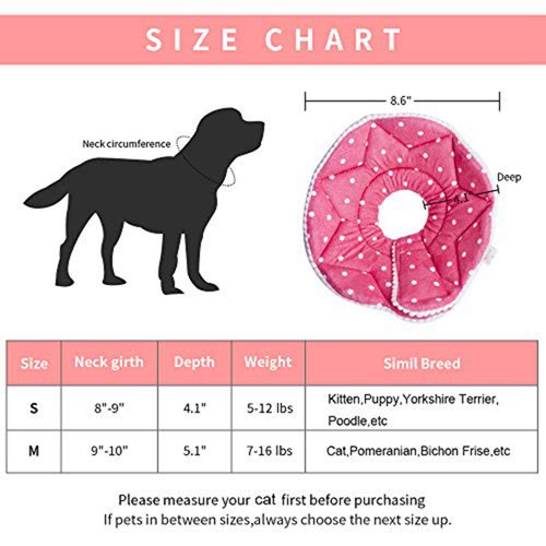 WZ PET Adjustable Dog Cat Cone,Soft Recovery Cat Cone Collar,Dog Protective Collar for Cats and Puppy Surgery,Pink,Small