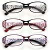 V.W.E. 3 Pairs Women Rectangular Floral Readers - Fashion Reading Glasses Magnification (3 Pairs (Black/Maroon/Purple), 2.00)