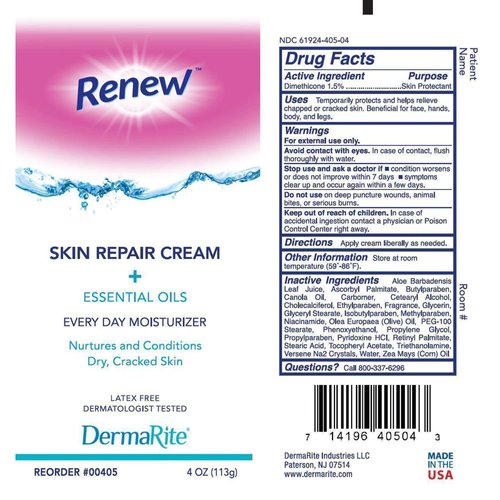 DermaRite's Renew Skin Repair Cream - Every Day Moisturizer & Skin Protectant with Dimethicone and Aloe Vera - Powder Scent, 4 oz. Tube, 1 Count