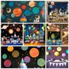 SUNBEAUTY 11 Pcs Solar System Hanging Decoration Universe Space Happy Birthday Banner Outer Space Whirls Hanging Swirl for Kids Birthday Solar System Party Supplies
