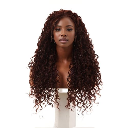 LICATEAT Brown Lace Front Wigs for Women V Part Long Curly Loose Wave Wig Heat Resistent synthetic Hair (26 Inch)