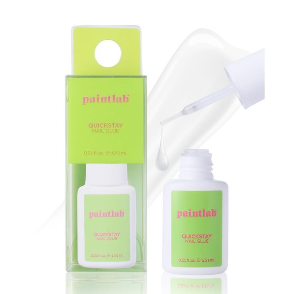 PaintLab Brush On Nail Glue for Press Ons - Professional Nail Glue for Acrylic Nails | Vegan & Cruelty Free | Easy Apply, Long Lasting & Fast Drying Press On Nail Glue for Nail Tips, Nail Bond, 0.21oz