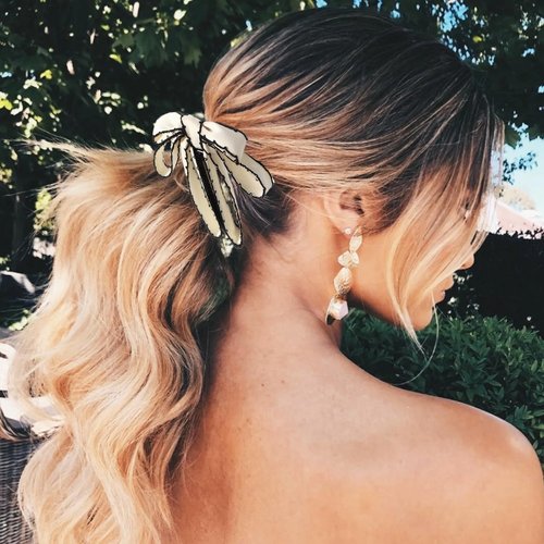 Generic 2 PCS Banana Clip Bowknot Banana Hair Clip Vertical Ponytail Claw Clip for Women Girls Ribbon Banana Hair Clip Korean Style Hair Barrette Accessories, Black, white