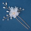 Wedding Floral Bridal Hair Accessory Set, 3 Pieces Flower Hair Side Comb and U-shaped Hair Pins for Brides Hair Vine Decorative Wedding Party, White&Gold