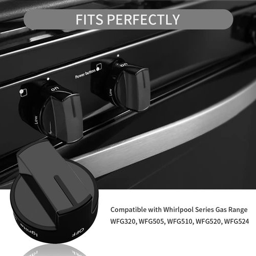 Reyhoar (4 Pack) W10339442 Gas Range Knob Black Replacement Part for Whirlpool Range/Stove/Oven- Replaces WPW10339442, PS3507188