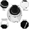 50s Fascinators Hats for Women Tea Party Hat and Gloves Set Pearl Necklace 50s Pillbox Hat for Wedding Cocktail(Black, Gold)