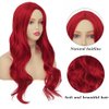 Tseses Womens Red Curly Wig Long Wavy Middle Part Synthetic Wigs for Halloween Cosplay Wig