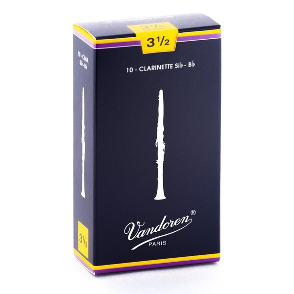 Vandoren Traditional Bb Clarinet Reeds Strength 3.5 Box of 10 (Strength 3.5 Box of 10)