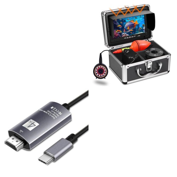 BoxWave Cable Compatible with MOQCQGR HD 720P w/DVR (7 in) - SmartDisplay Cable - USB Type-C to HDMI (6 ft), USB C/HDMI Cable - Jet Black