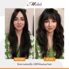 Hair Toppers for Women Real Human Hair Bangs 3.1x4.3 inches Lace Base Clip in Hair Extensions with Thinning Hair 360° Cover French Clip on Bangs Natural Black 12 inch Hair Topper for Daily