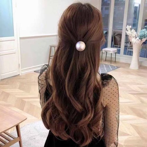 Yheakne Vintage Pearl Hair Tie Elastic Black Hair Rope Band Nylon Ring Hair Band Rope Ponytail Holder Pearl Hair Tie Accessories for Women and Girls Gifts (Black B)