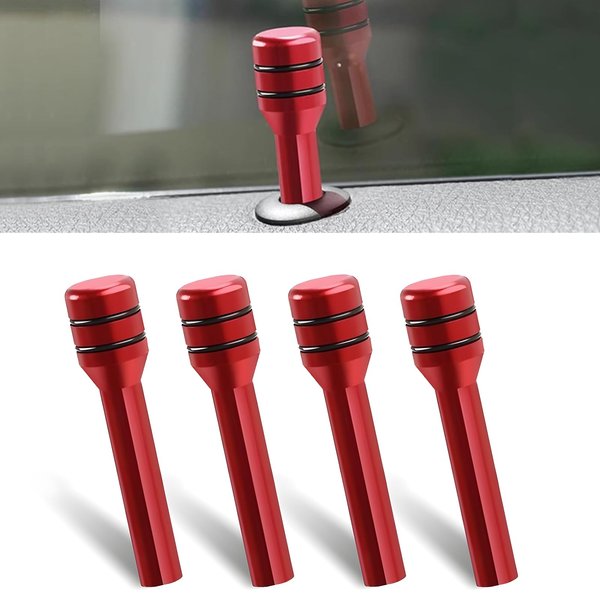 Yumfugu Pack-4 Car Door Lock Knobs, 1.93" x 0.47" Personalized Inner Door Lock Pull Pins, Car Inner Door Pull Pins Decor, Universal for Most Cars, Trucks, SUVs (Red)