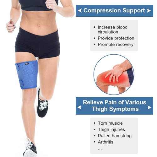 Yosoo Health Gear Thigh Compression Sleeve Hamstring Wrap, Thigh Support Brace with Anti-Slip Material for Quad, Groin, Inflammation, Swelling, Bruising, Strains Pain Relief