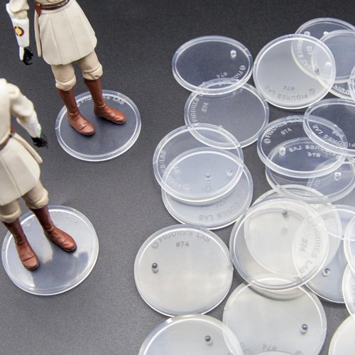 SIXPOINTS 36 Pieces Clear Round Figure Display Stand Base Compatible with 3.75” Movie Action Figure MODERN Star Wars / MODERN GI Joe /Marvel, 37.5mm Wide Disc,2.35mm Peg Doll Model Support Stands