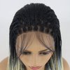 BTWTRY Black Ombre Blonde #613 Color Micro Braided Lace Front Wigs with Baby Hair Heat Resistant Fiber Hair for Black Women Synthetic Lace Front Braid Wig Box Braids Wig (24Inch, 1B/#613)