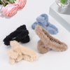 Unaone 4 PCS Hair Claw Clips for Women, Plush Hair Clips Strong Hold Non-Slip Hair Barrettes for Thick Thin Long Hair, Cute Claw Clips Hair Accessories for Girls (Black, Blue, Coffee, Beige)
