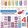 DANNEASY 12 Sheets Independence Day Nail Wraps 4th of July Nail Polish Stickers Self Adhesive Nail Polish Strips Gel Fingernail Sticker Nails for Women with Nail File, Cuticle Stick