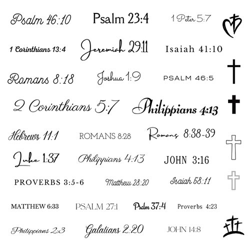 One Grace Foundations of Faith Christian Temporary Tattoos - Inspirational Scripture Selections - Motivational Bible Verse Words and Christian Cross Tattoos