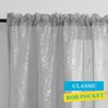 TERLYTEX Silver Sheer Curtains 84 Inch Long - Chic Sparkle Curtains for Living Room, Rod Pocket Glitter Sheer Curtains for Windows Privacy Silver Grey Sheer Panels, 52 x 84 Inch, 2 Panels, Silver Gray