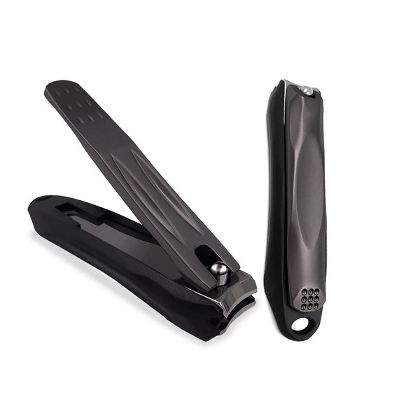 Ongle Precision Nail Clippers with Nail Catcher No Splash, Black Stainless Steel Manicure Tools