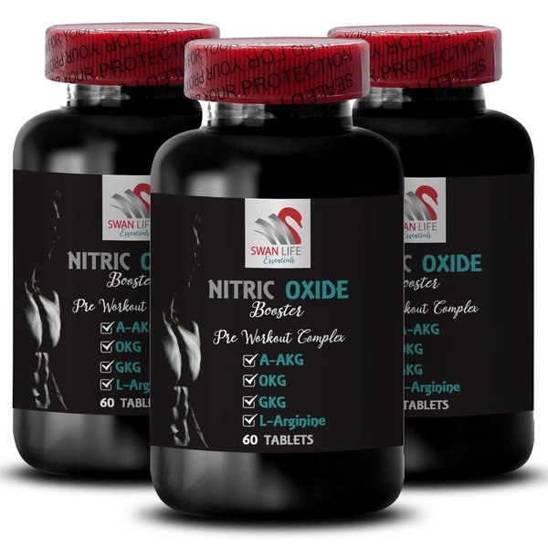 Nitric oxide booster supplement - NITRIC OXIDE BOOSTER - nitric oxide supplements for men, strength formula, energy boost, physical activity, muscle support, stamina focus 3 Bottle 180 Tablets