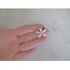Gold metal white pearl flower alligator hair clip fine thin hair