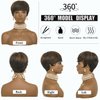 Short Curly Wigs for Black Women Pixie Cut Wig for Womens Short Hair Black Wig with Bangs Natural Wavy Synthetic Wigs for Black Women (Pixie Black mixed brown)