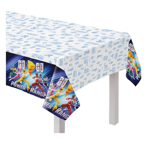 Power Rangers Birthday Party Supplies Bundle Pack includes Lunch Plates, Napkins, Table Cover, 12 Piece Hanging Swirl Decorations (Bundle for 16)