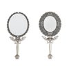 Butterfly Designed Double Sided Magnification Hand Held Makeup Metal Mirror Folding Handle Stand Travel Mirror (Medium, Tin (Matt Gray))