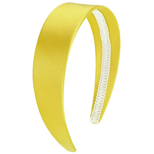 VELSCRUN Yellow Headband for Women Girls 1.6 Inch Wide Headbands Satin Head Bands for Womens Hair Solid Simple Holiday Hair Bands Cosplay Halloween Hair Accessories Gifts for Mothers Sisters