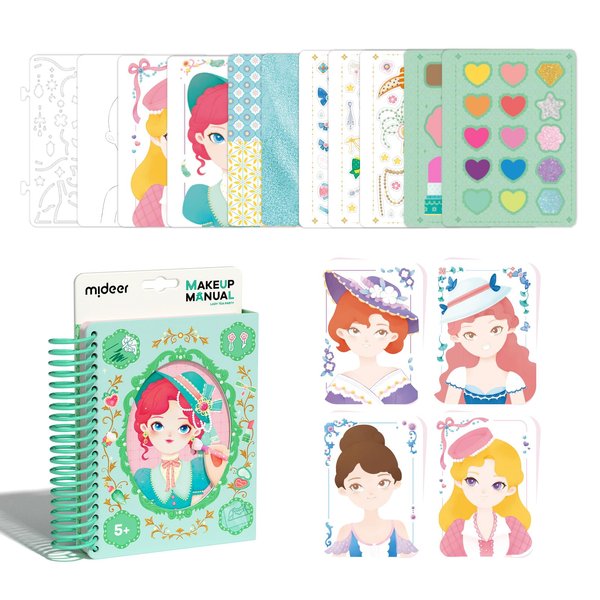 MiDeer Fashion Design Sketchbook with Watercolor Painting, Princess Dress-up Activity Book with Stencils and Stickers, Make-Up Fashion Designer Kits for Kids 5 6 7 (Lady Tea Party)