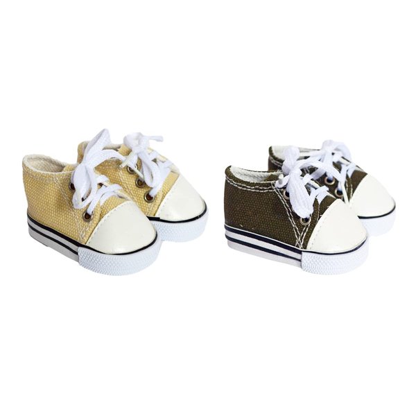 MBD 2 Pack Canvas Tennis Shoes Fits 18 Inch Girl Dolls- 18 Inch Doll Shoes (Khaki and Army Green)