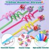 SNLN 98Pcs Monster Party Favors Birthday Supplies for Kid Monster Drinking Straw Luminous Tattoo Sticker Keychain Slap Bracelet Sticker Pinata Filler Goodie Bag Stuffer Monster Birthday Party Supplies