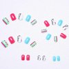24Pcs Short Square Press on Nails Rainbow Colors Nails Press Ons with Black Leopard Print Design Fake Nails Reusable Artificial Nails Full Cover Stick on Nails Summer Manicure for Women Girls