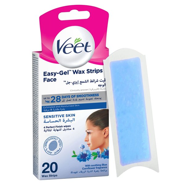 Veet Face Cold Wax Strips for Normal Skin, Pack of 20