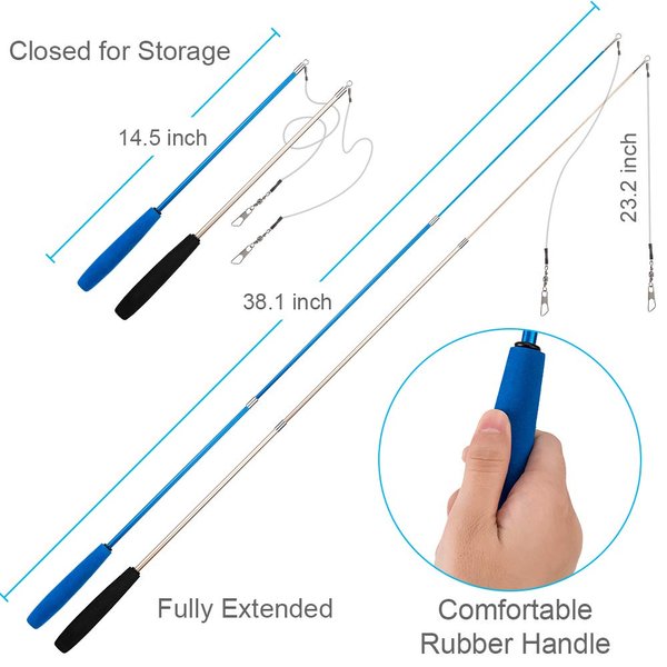 JIARON Cat Toys Feather Toy, 2PCS Retractable Wand and 10PCS Replacement Teaser with Bell Refills, Interactive Catcher and Funny Exercise for Kitten.