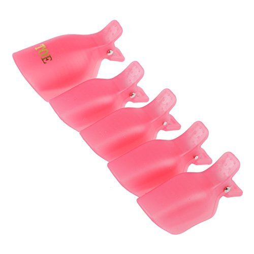 Yimart Pack of 10 Reusable Plastic Toenail Nail Art Soak Off Cap Clip UV Gel Polish Remover Wrap Tool (Pink)