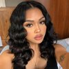 WIGER Short Wavy Wigs for Women Black Body Wave Hair Wig 16 Inch Middle Part Shoulder Length Short Bob Wigs Loose Wave Hair Synthetic Curly Wig for Daily or Party