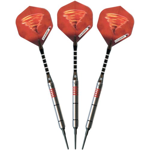 Elkadart Tornado 90% Tungsten Soft Tip Darts with Storage/Travel Case, 2 Black/5 Red Rings, 16 Grams