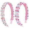 YARIEW 2 Beaded Headbands Pink Confetti Pearl Bead Hair Bands Birthday Cute Headband Fashion Headband Hair Accessories Halloween Christmas Costume