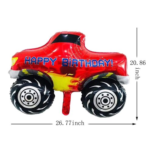 6PCS Monster Truck Foil Balloons for Kids 4th Birthday Baby Shower Car Theme Party Decorations (Monster Truck 4th Birthday)