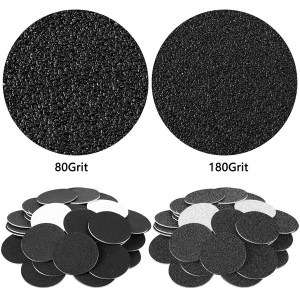 120 Pcs Replaceable Sandpaper Discs Tip 2 Toe Refill Disks Replacement Sandpaper Pad Discs Foot File Disc Callus Disks for Electric Foot File Dead Hard Skin Callus Remover (80 Grit 180 Grit)