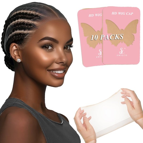 Smilco HD Wig Cap-20 Pcs Light Brown Stretchy Nylon Stocking Cap for Lace Front Wig, Transparent Invisible Wig Caps for Women