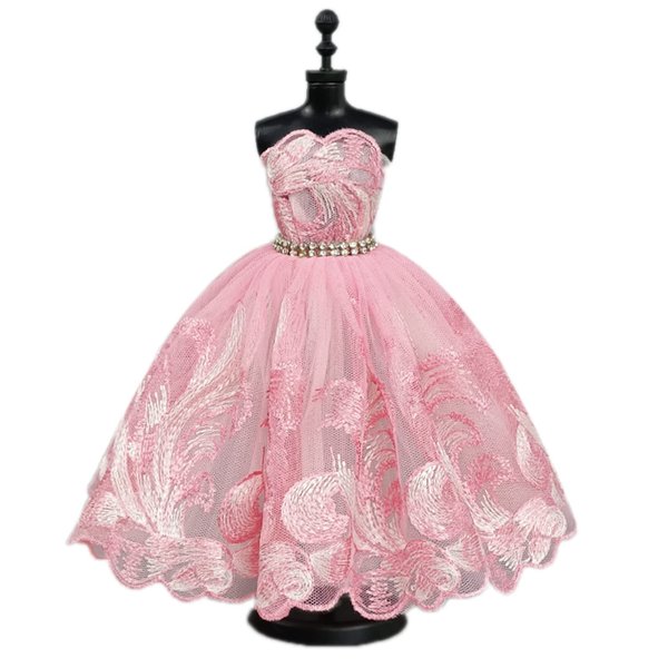 Fashion Tutu Ballet Dress for 11.5" Doll Clothes Outfits 1/6 Dolls Accessories Rhinestone 3-Layer Skirt Ball Party Gown (Pink)