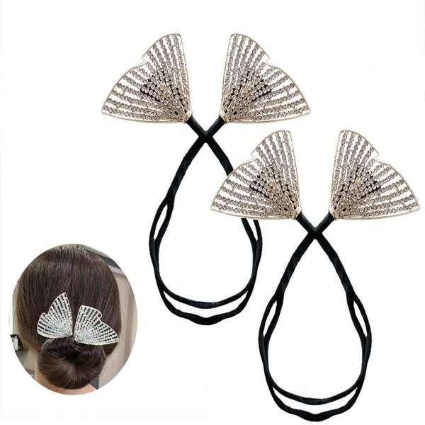 LSSwuoi Lazy Hair Curler Bun Maker, Crystal Hair Bun Maker, Elegant Lazy Hair Curler, Bun Hair Curler, French Hairstyle Bun Maker Hair Styling Accessories for Women Girls (2pc)