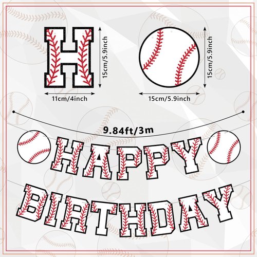 Supervitae Happy Birthday Banner Baseball, Baseball Birthday Banner, Baseball Birthday Party Hanging Decorations Sport Theme Party Supplies for Baseball Player Gift Sport Party Favors Decoration