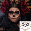 Halloween Face Jewels Temporary Tattoos Skull Horror Ghost Gems Rhinestone Fake Tattoos Acrylic Eyeshadow for Cosplay Party Supplies Day of the Dead Face Stickers 3 Sheet
