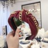 Wiwpar Knotted Headbands for Women Fashion Wide Headband Vintage Knotted Head Band Hair Hoop Hair Accessories with Metal Chain (Red)