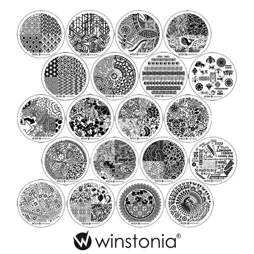 Winstonia Nail Art Stamping Plates 20 Pcs Bundle Set Manicure Stencils Easy Stamps Disc, 3rd Generation