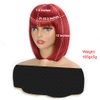 GUOJIAN 12 Inch Short Bob Wigs with Bangs Straight Bob Wigs for Women Synthetic Bob Wigs Natural Looking for Daily Party Cosplay (12inch, red)